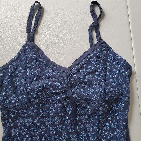 Y2K American Eagle Tank Top Women Small Blue Floral Lace Babydoll Shelf Bra Cami - Picture 2 of 9